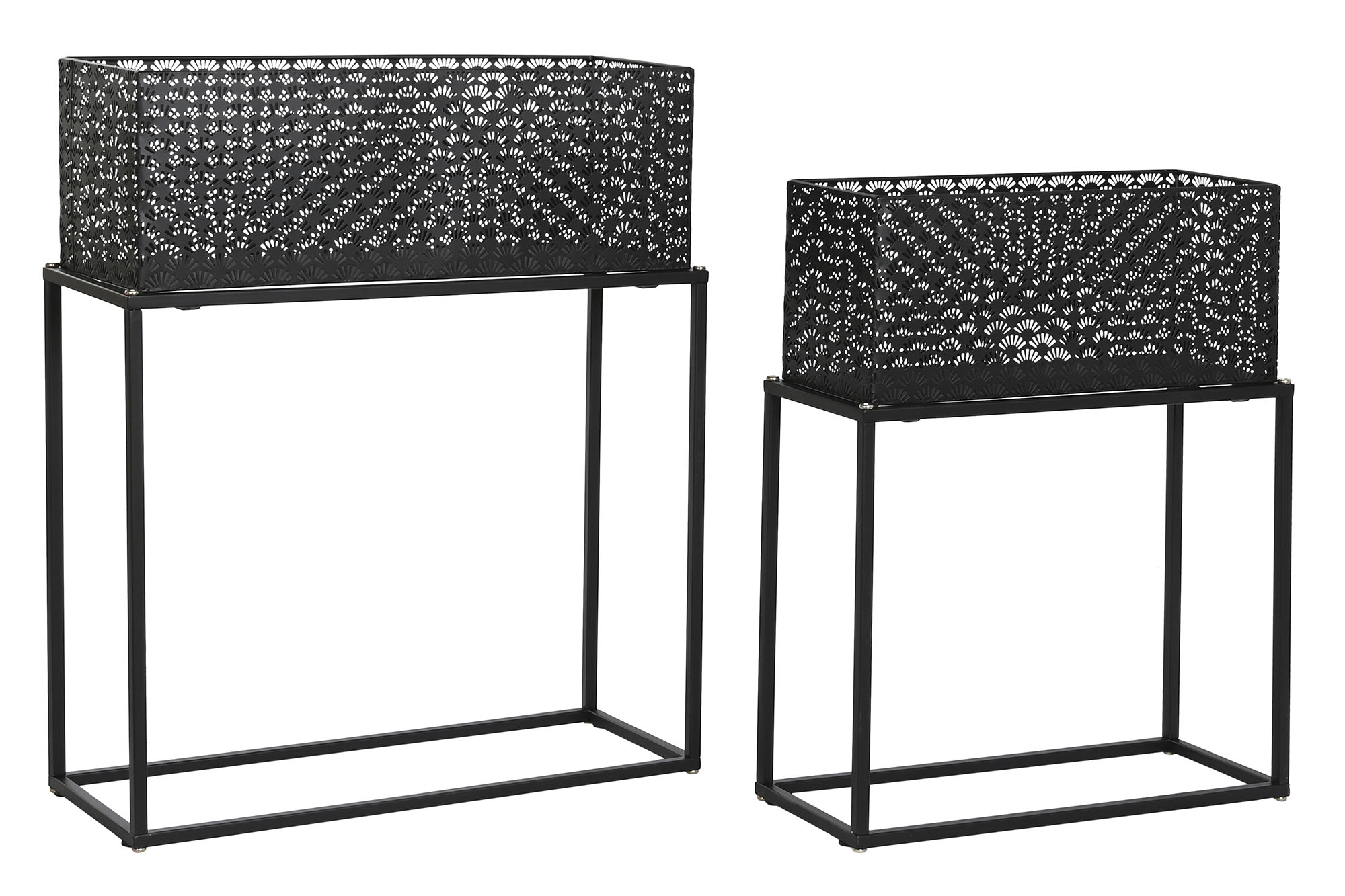 pack de 2 macetero jardinera negro metal