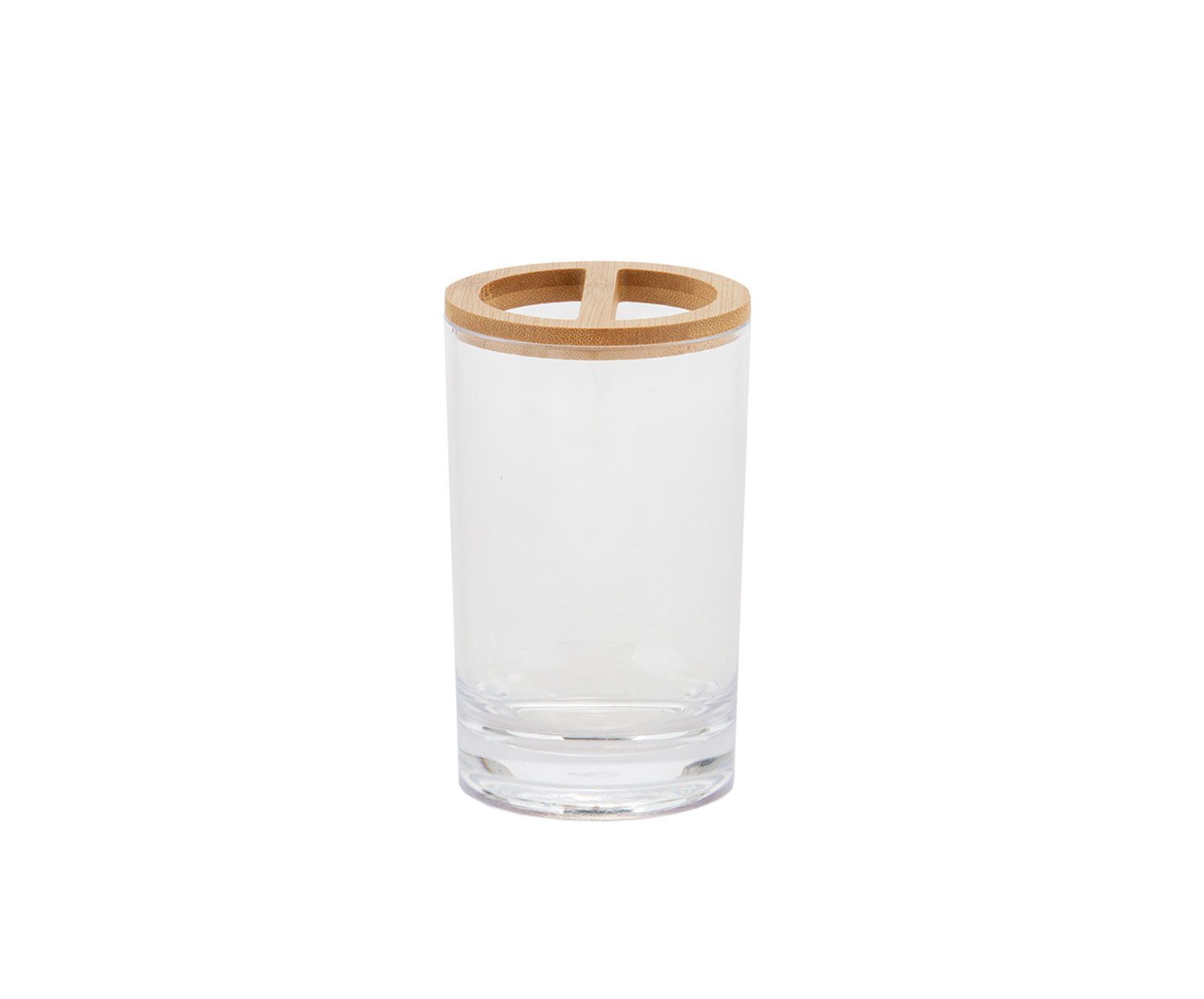 Portacepillos de baño de bambú y plástico transparente