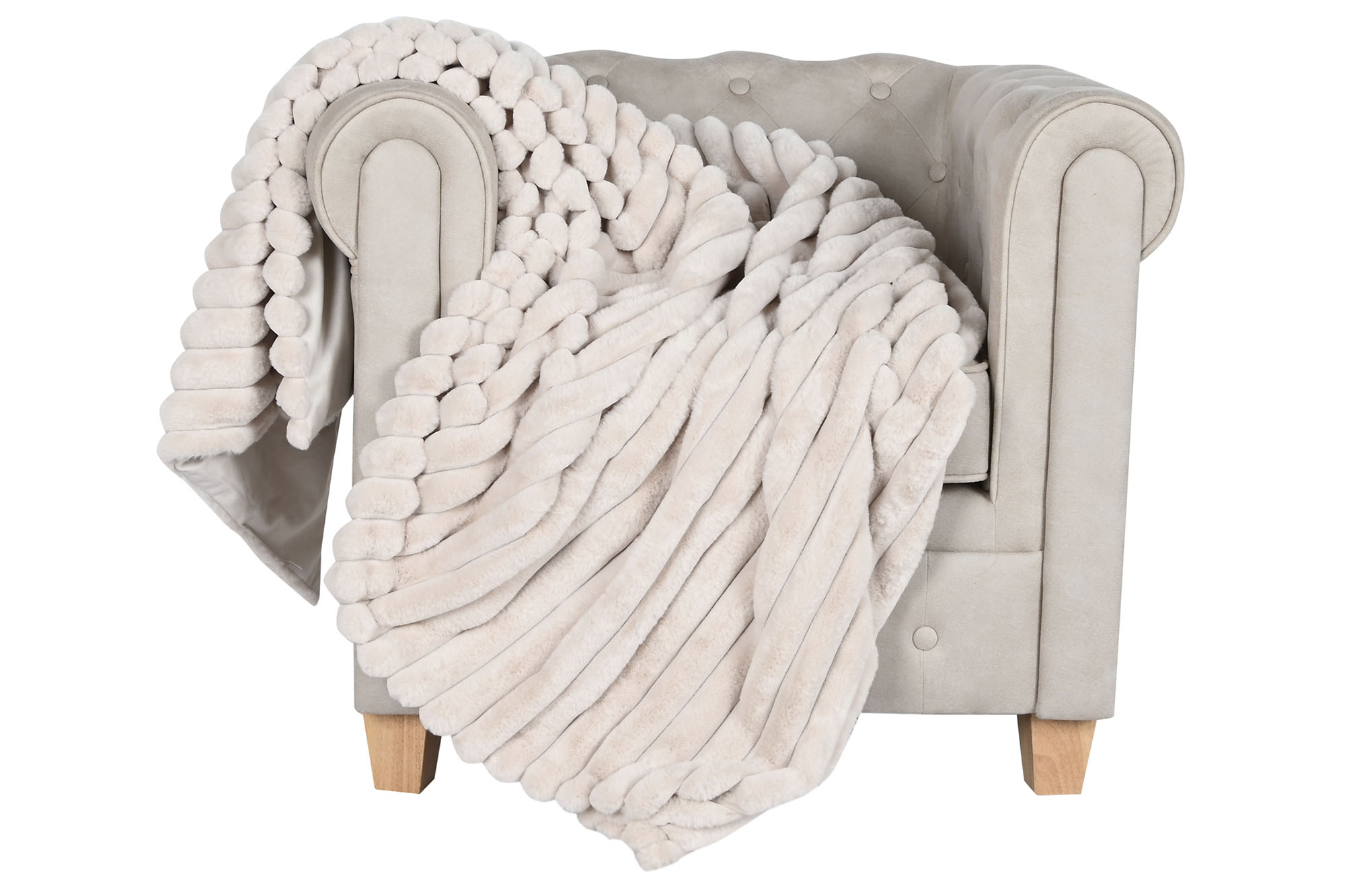manta poliester beige 580gsm 130x170cm - Imagen 3