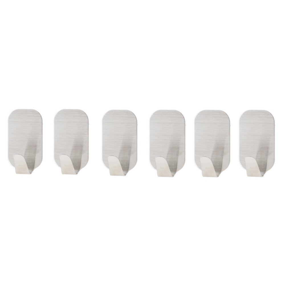 Pack de 6 ganchos pequenos metalicos adhesivo con 3m Compact