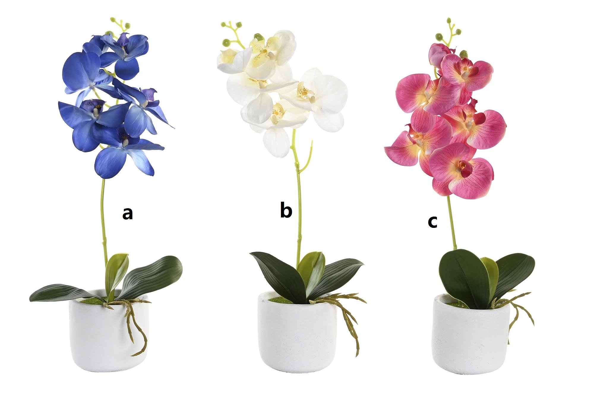 planta artificial orquidea en maceta de cemento 10x10x50cm