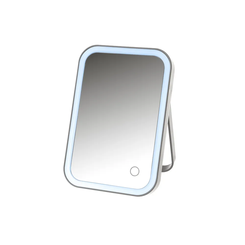 espejo con led poliestireno gris 15x2.5x22cm