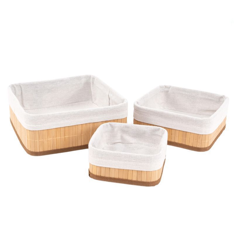 pack de 3 cesta bambu natural