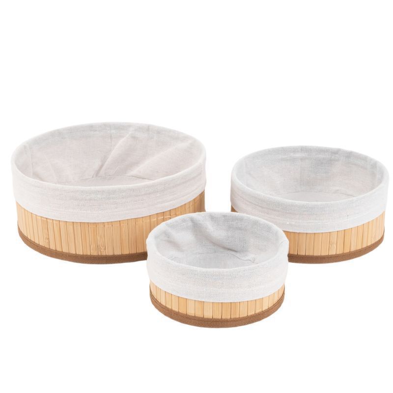 pack de 3 cesta bambu redonda