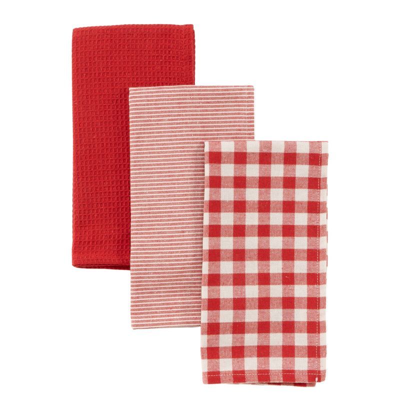 pack de 3 paños de cocina rojo