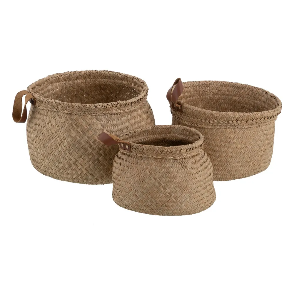 Dcasaarte pack de 3 cesta fibra natural
