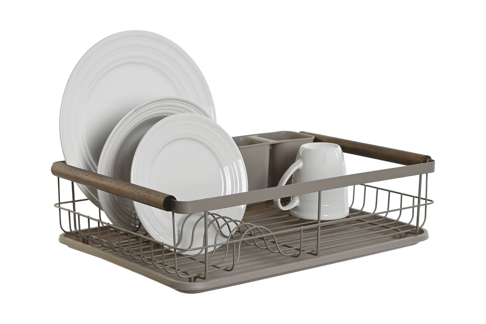 escurreplatos metal rubberwood 44x32x13cm