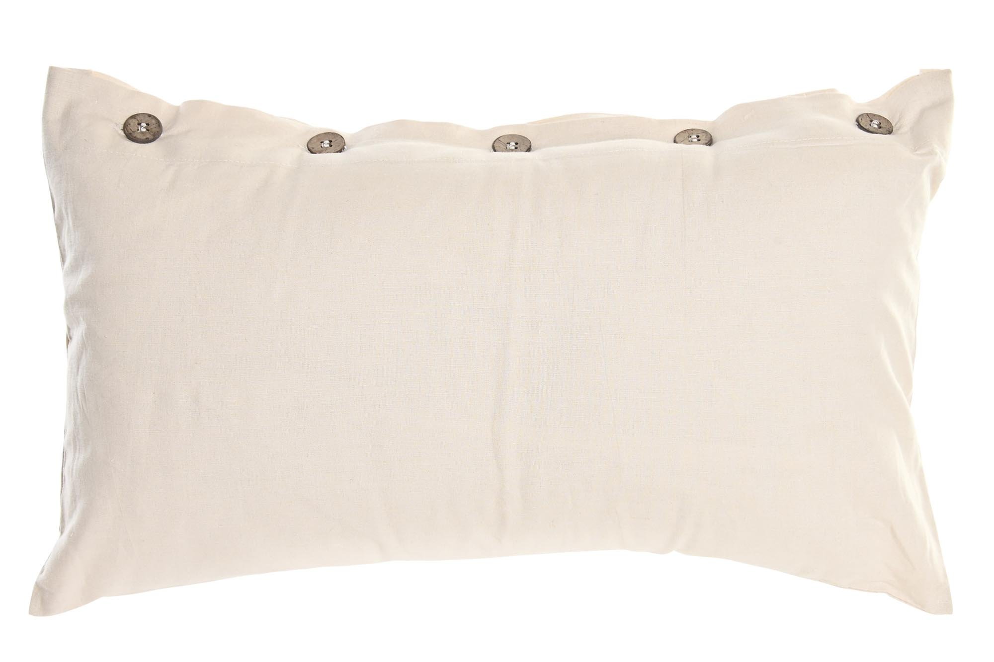 cojin lino algodon botones beige 50x10x30cm