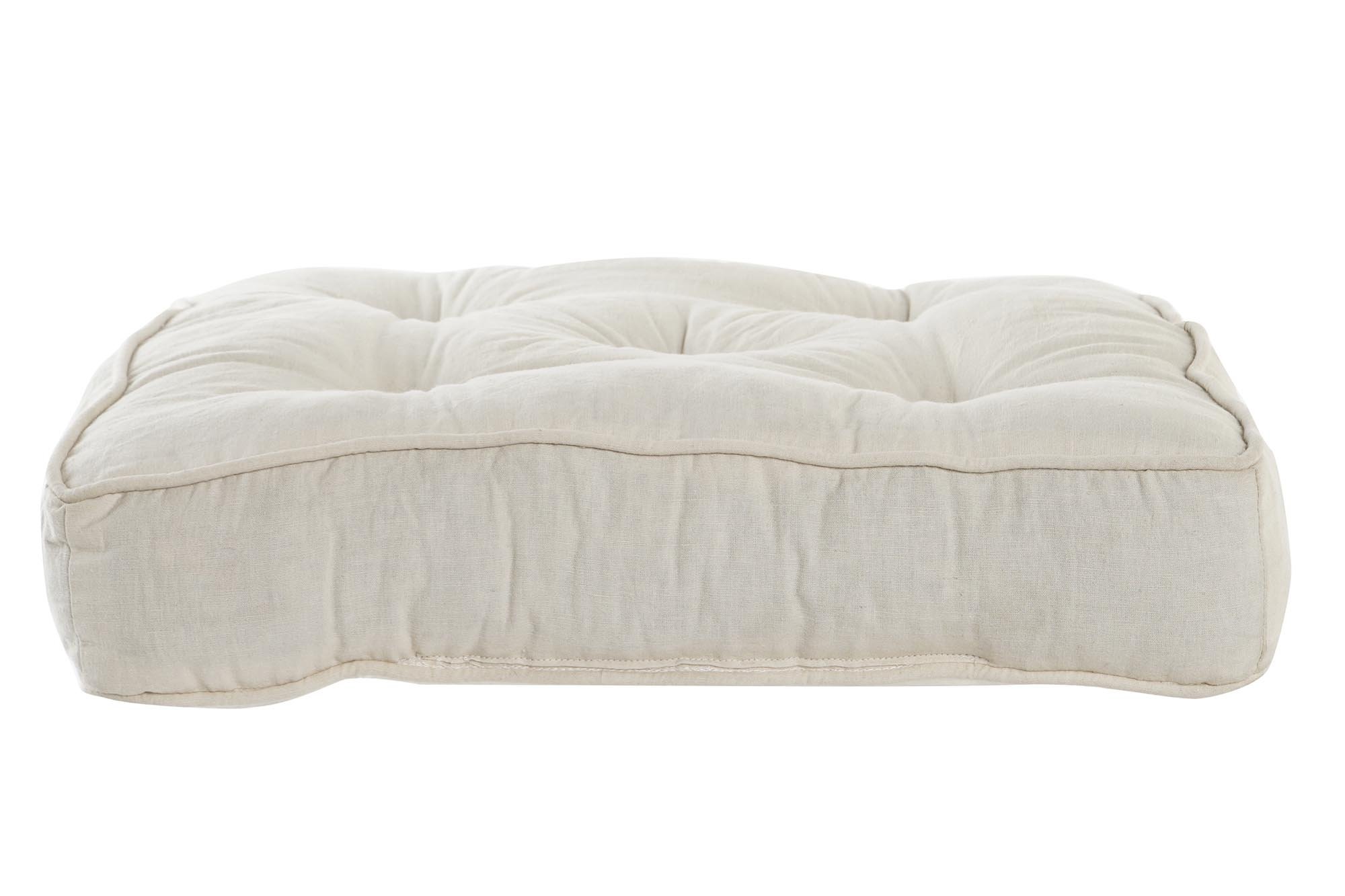 cojin suelo lino algodon 40x40x8cm beige - Imagen 2