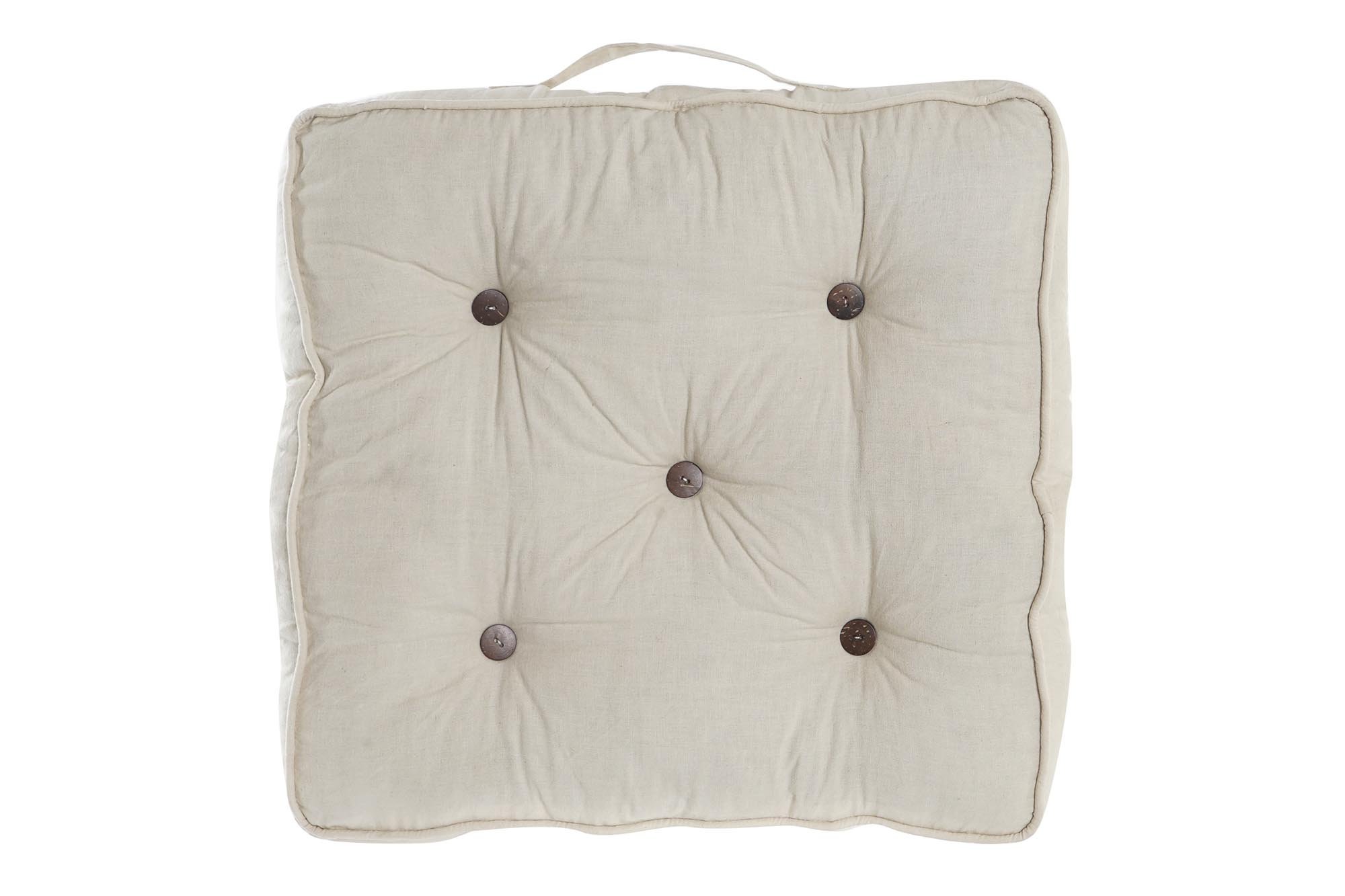 cojin suelo lino algodon 40x40x8cm beige