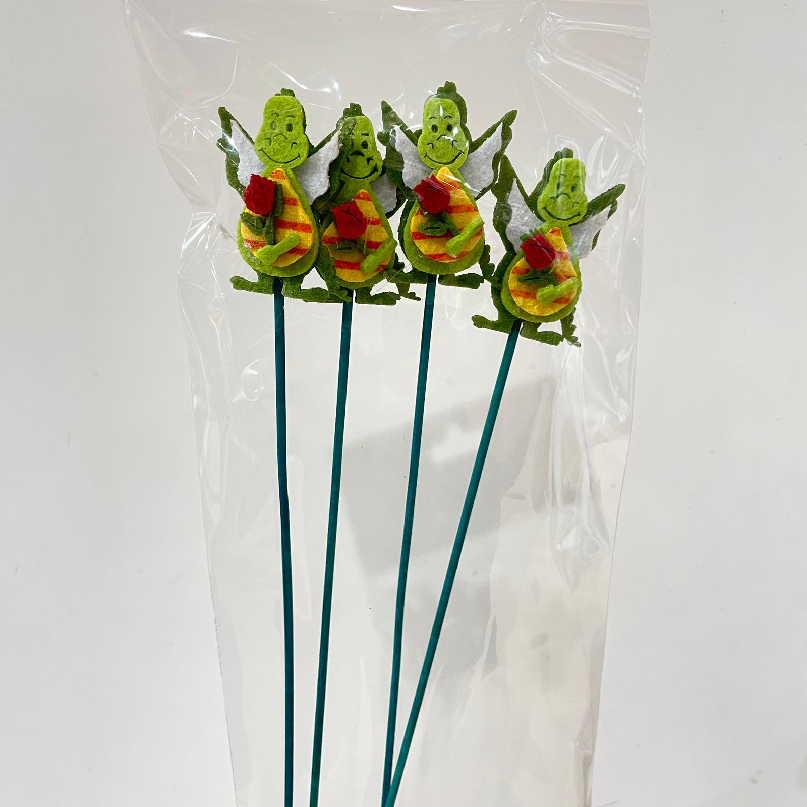 Pack de 4 pichos madera Dragón de Sant Jordi en fieltro 4x3x28 cm - Imagen 3