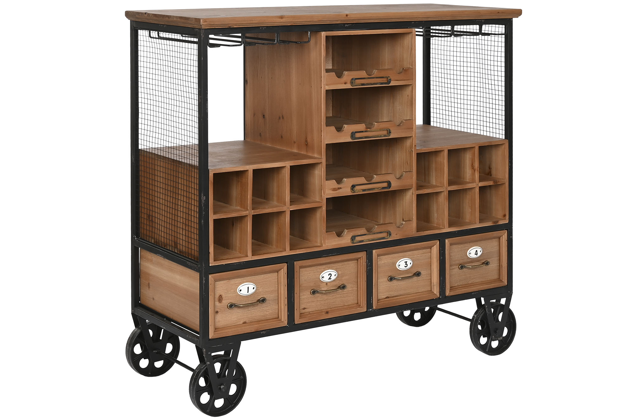 mueble botellero abeto con rueda 94x37x91cm - Imagen 3