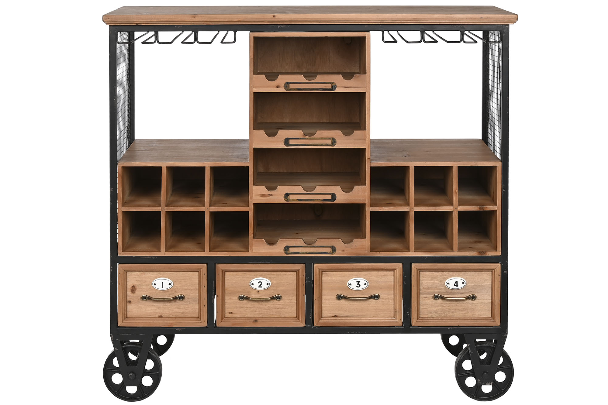 mueble botellero abeto con rueda 94x37x91cm