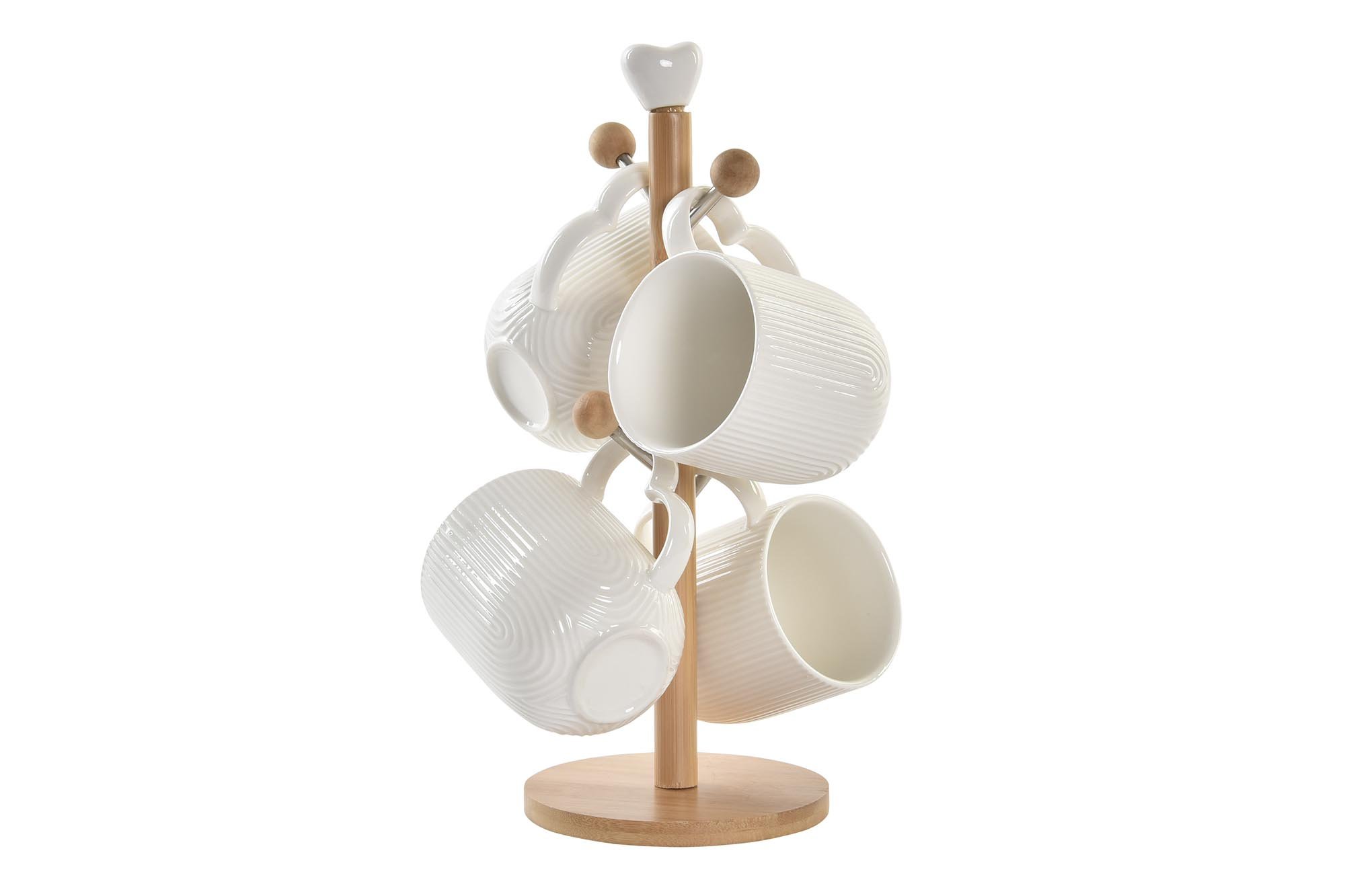 pack de 4 taza de porcelana con soporte de bambu