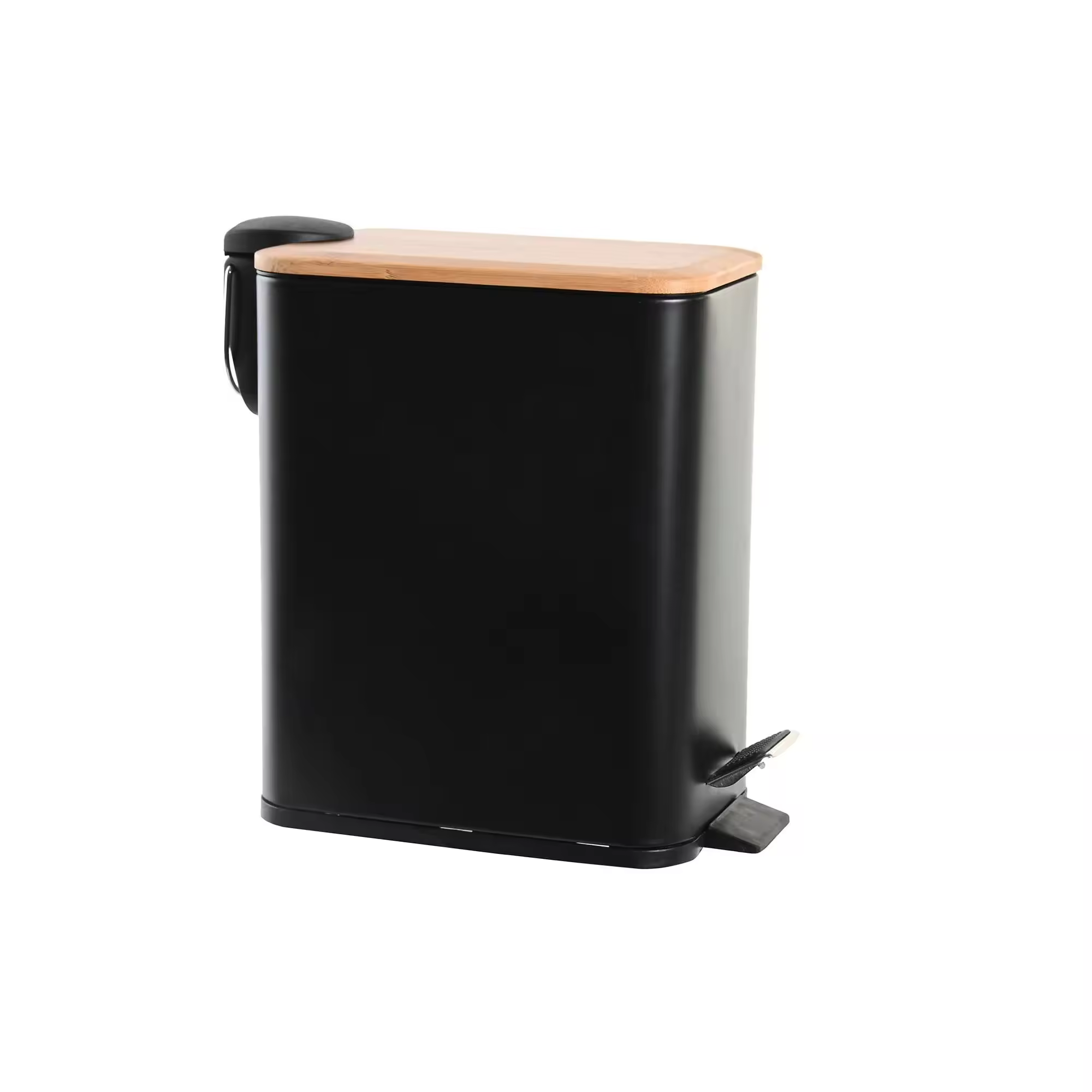 Papelera de Metal con Tapa de Bambu, 5L con pedal
