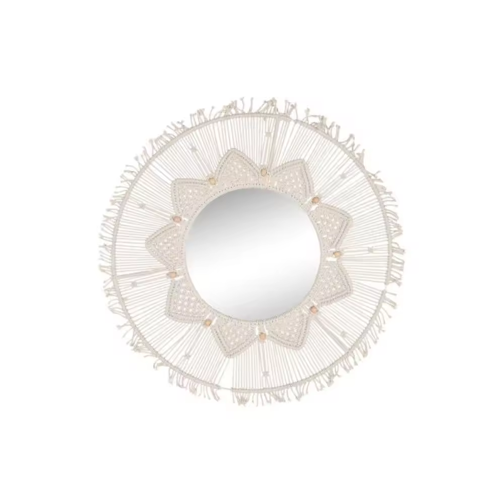 Espejo de Pared con Diseño de Macramé grande  Espejo con Flecos de Macramé Boho con Colgante 76x76 cm