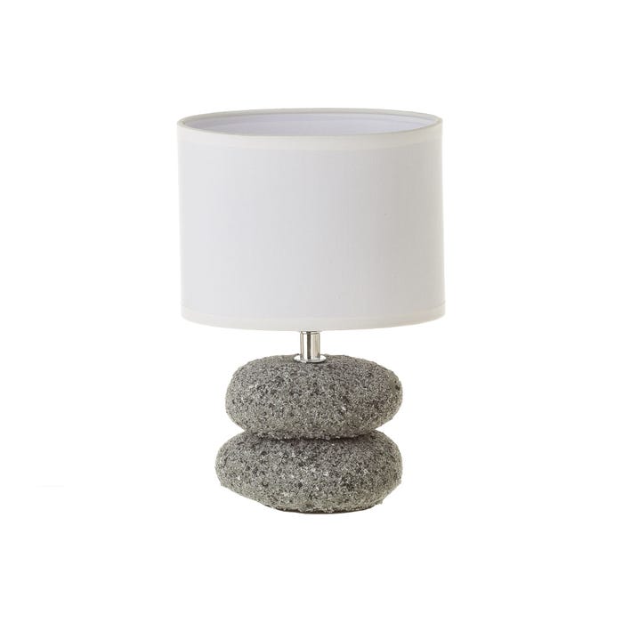 lampara de mesita ceramica con pantalla blanco 17x17x24cm