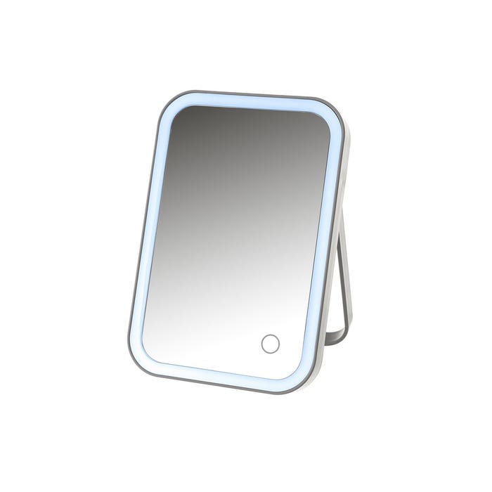 espejo con luz led poliestireno gris 15x2.5x22cm