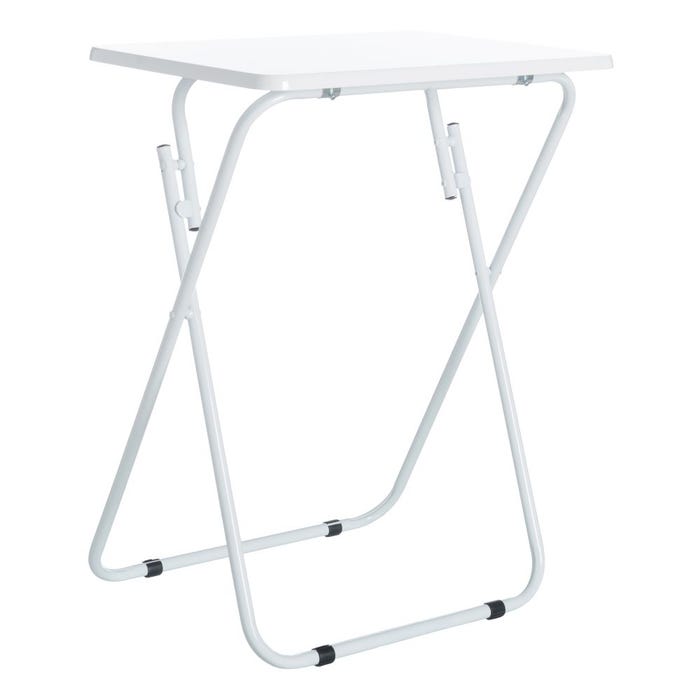 mesa plegable auxiliar blanco blanco metal madera 48x38x65cm
