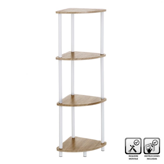estanteria 4 estante madera metal rinconera 30x30x110cm