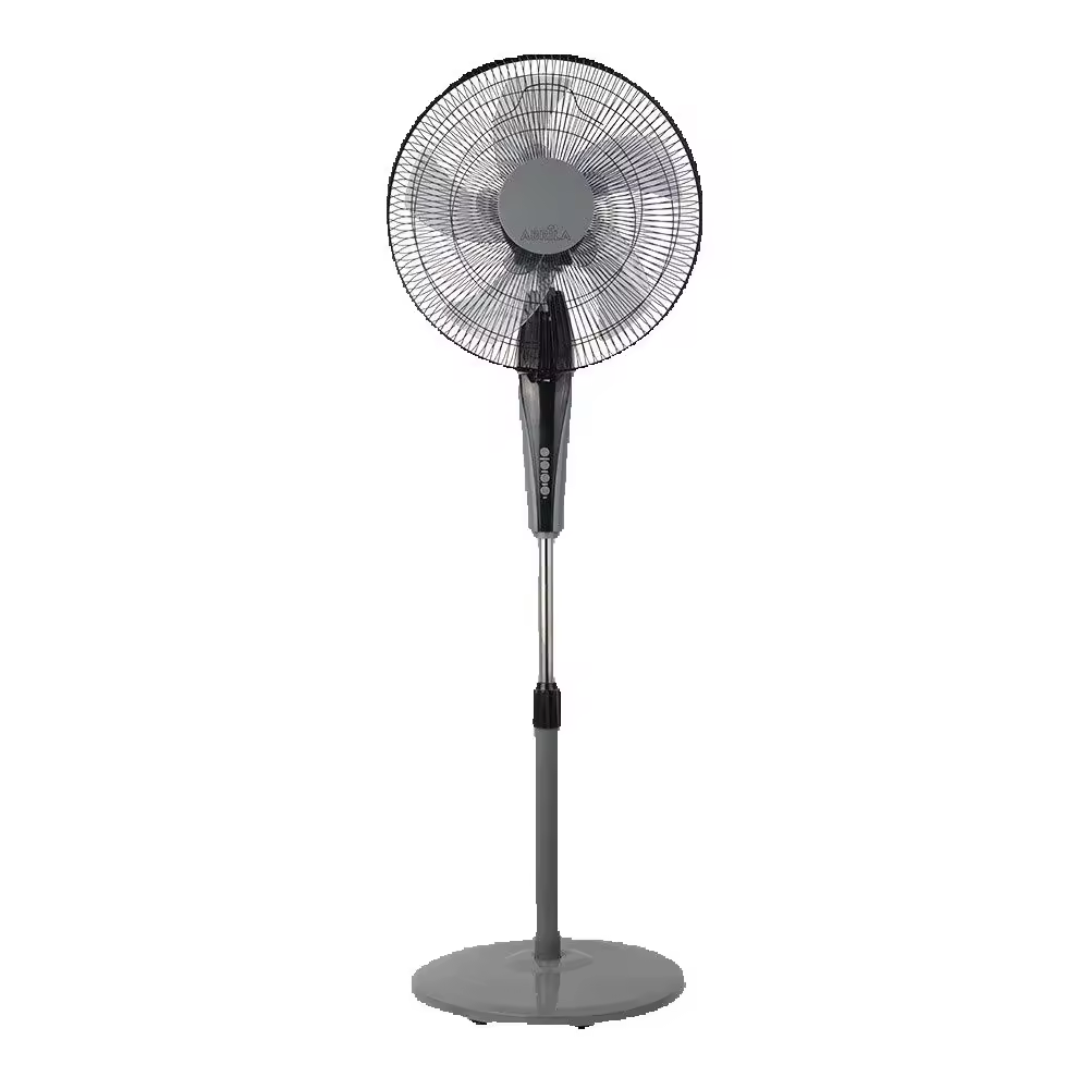 VENTILADOR DE PIE BORLON NEGRO/GRIS 3 VEL.55W 5X2ASPAS ORIENTABLE+ REMOTO+ TEMPORIZADOR REGX43X40 CM