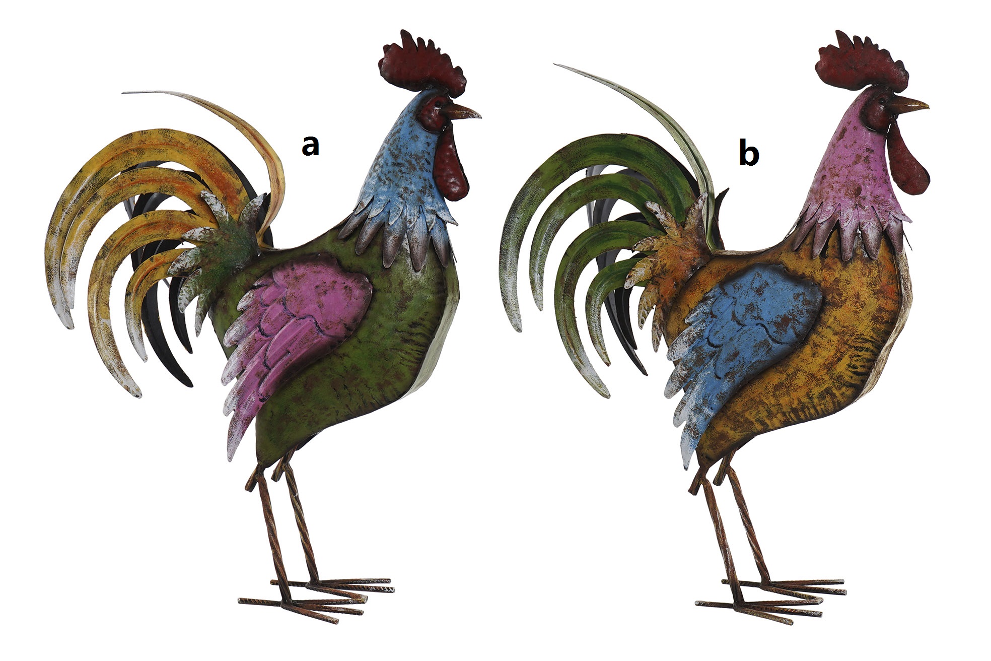 figura gallo de metal grande 44x17x61cm