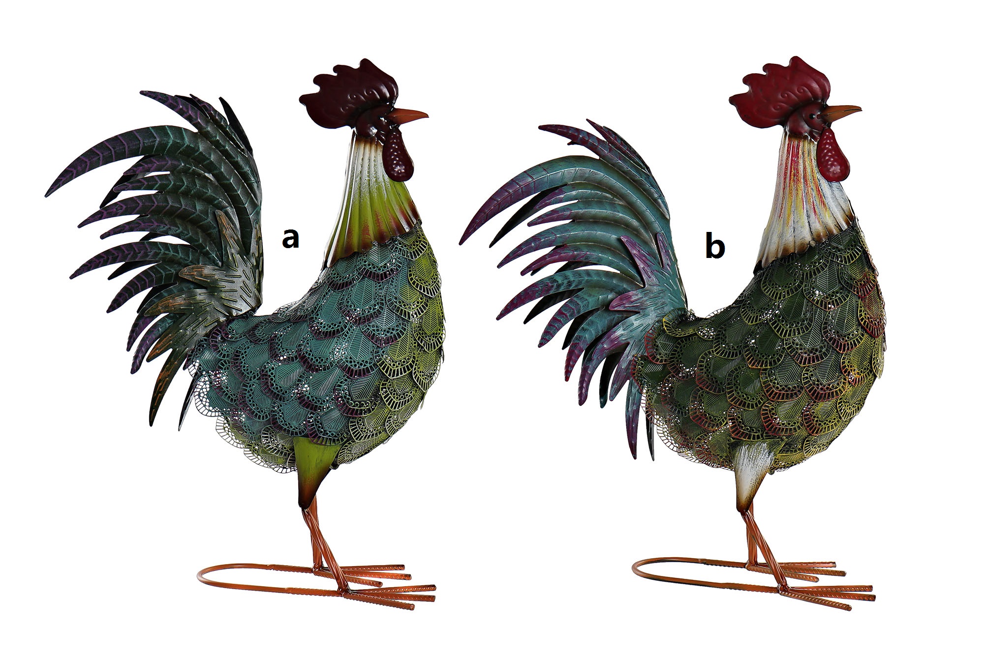 figura gallo metal decorativo 44x20x52cm