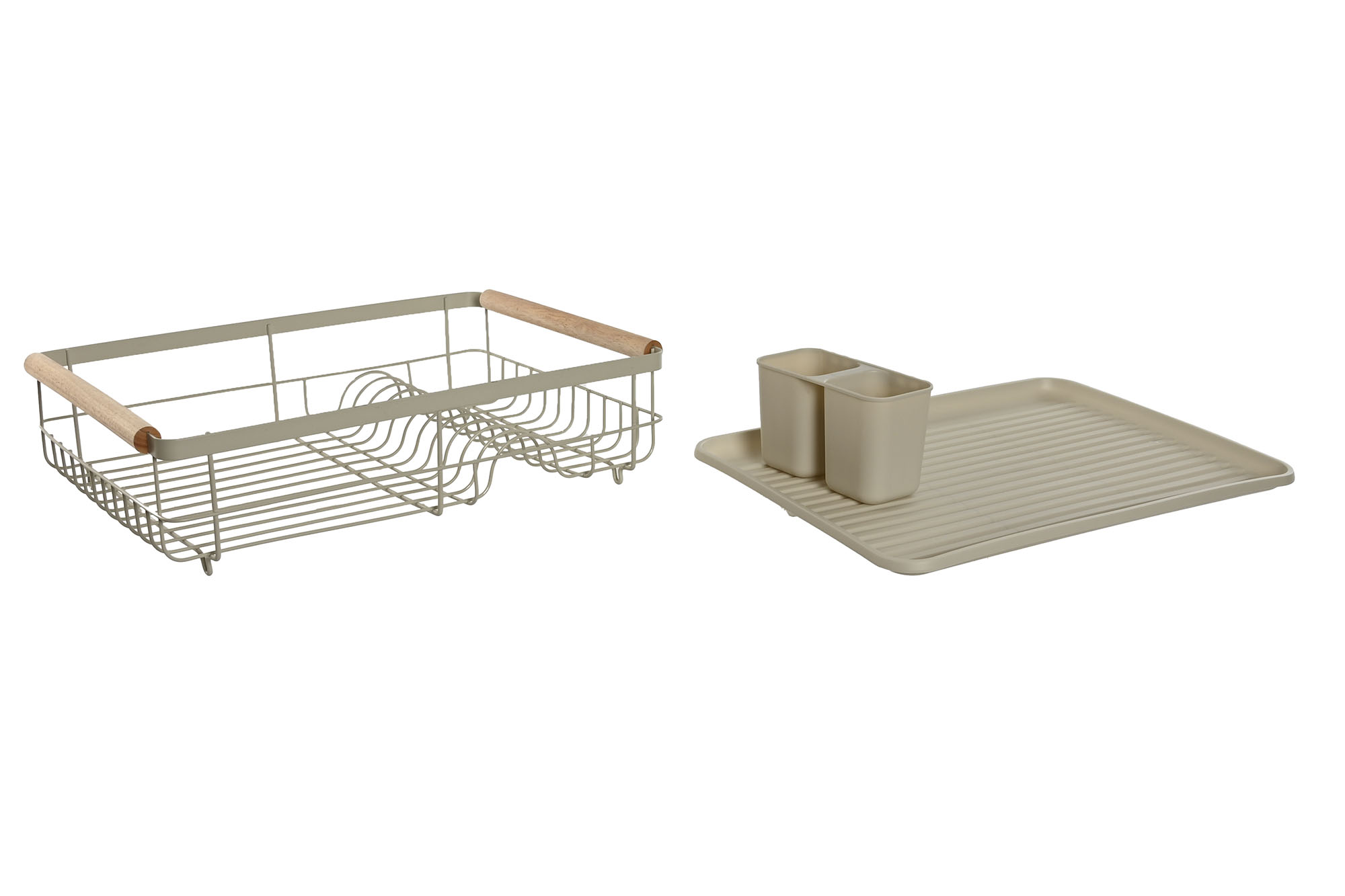 escurreplato matal rubberwood beige 44x32x13cm - Imagen 5