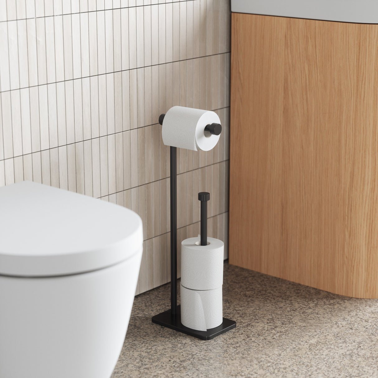 PORTAROLLOS Y RESERVA PARA PAPEL HIGIÉNICO CAPPA NEGRO - Imagen 4
