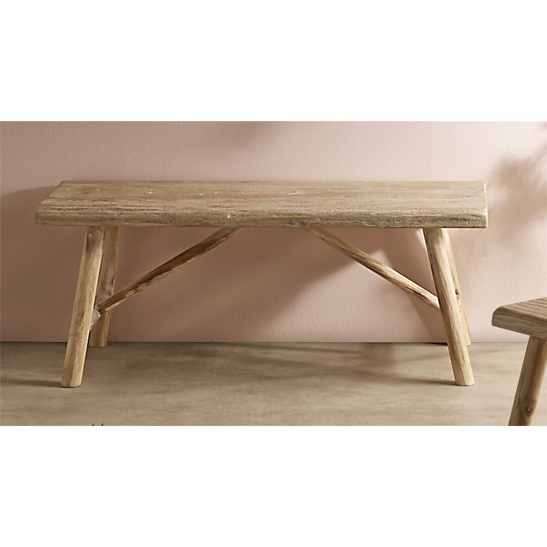 banqueta rustica madera natural 98x38x40cm