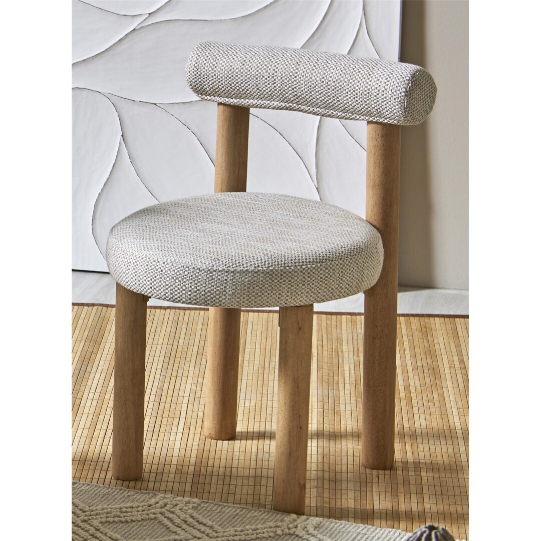 silla nasor natur rizo suave beige con patas de madera natural