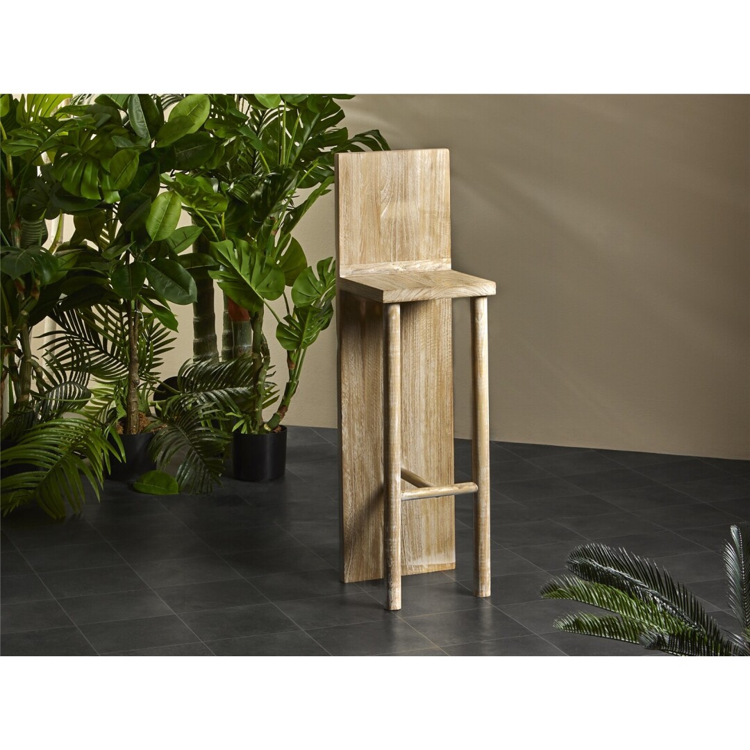 taburete bar c/respaldo madera natural 35x40x105cm
