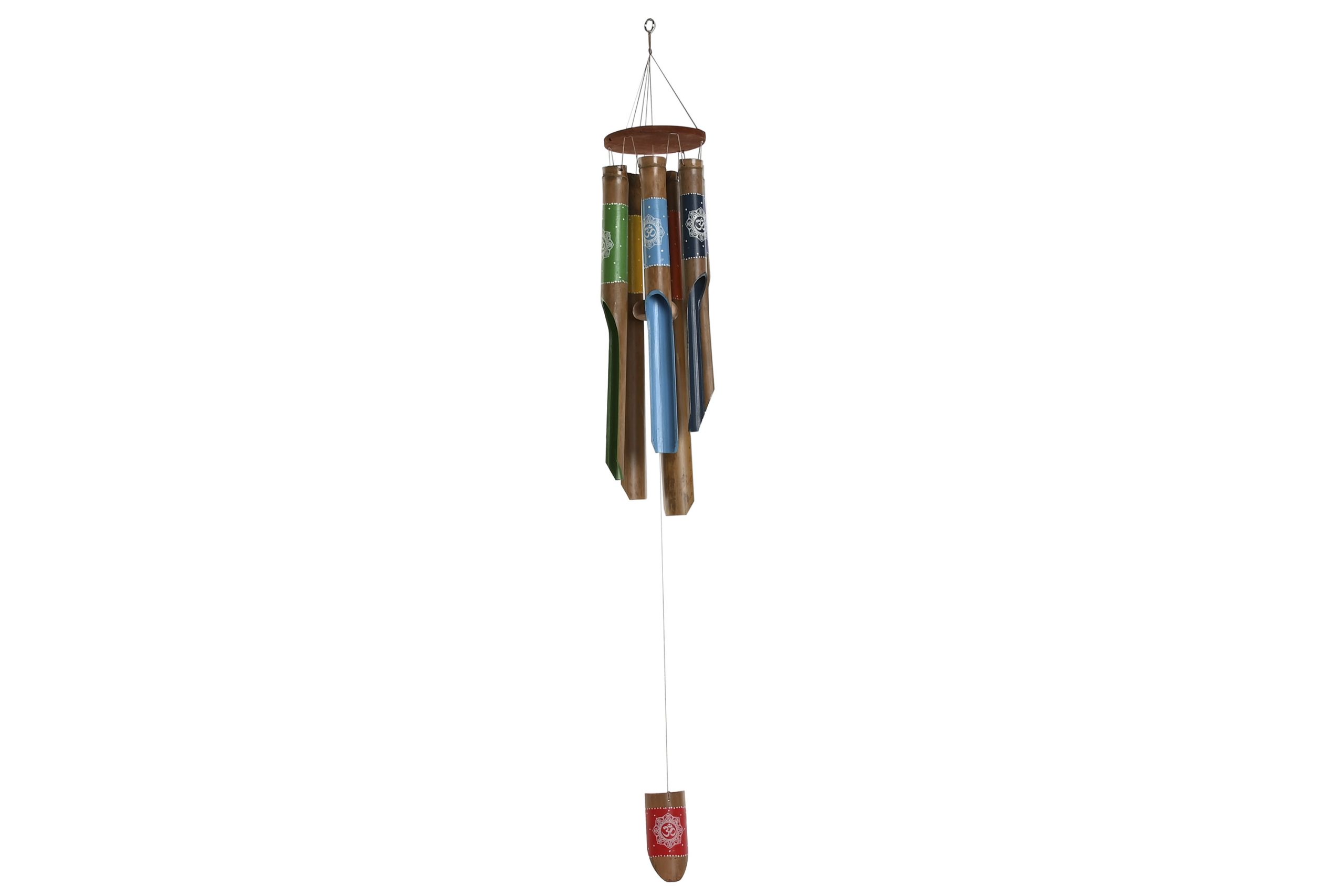 avisador puerta bambu campanilla de viento bambu chakras multicolor 20x20x120cm