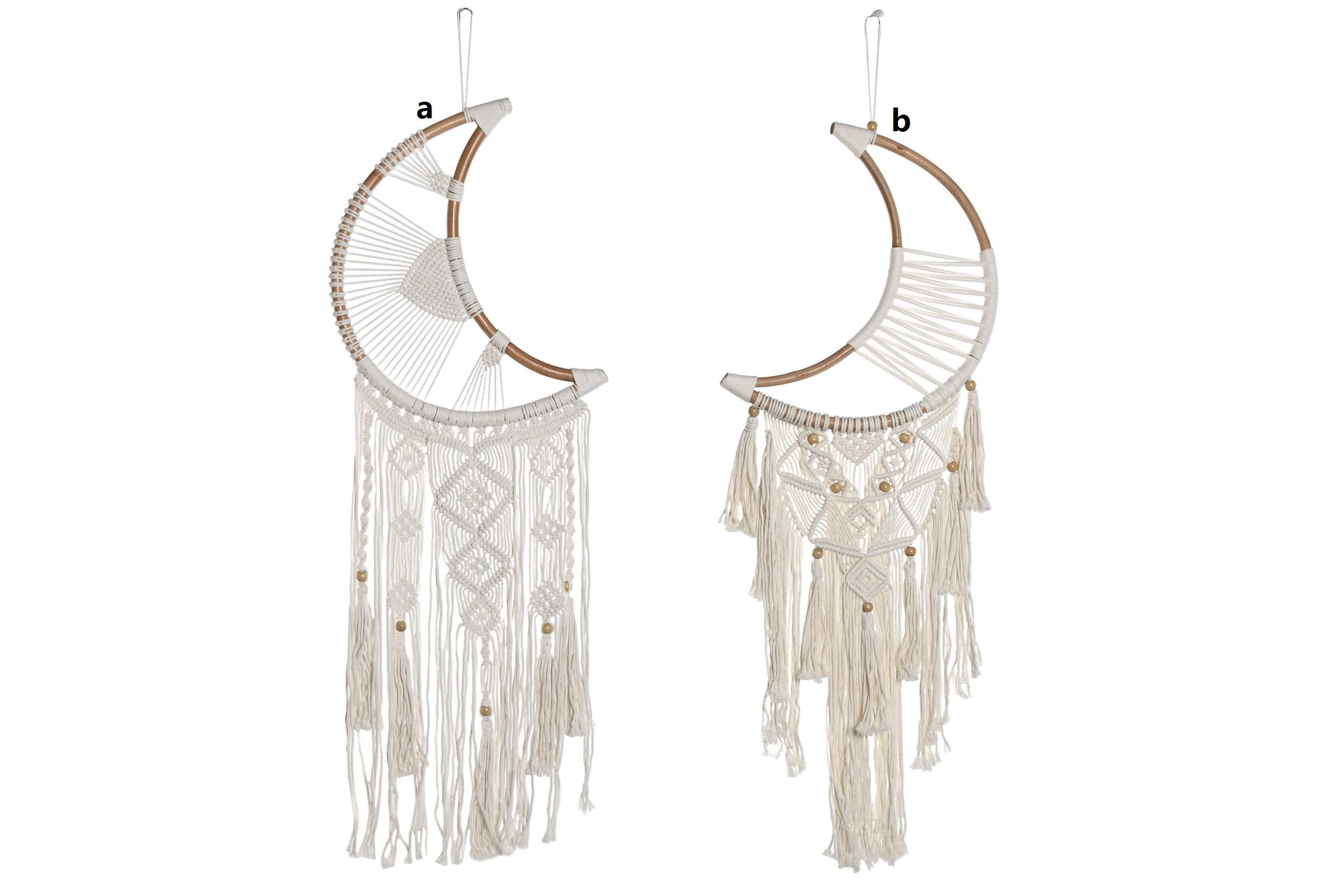 atrapasueños algodon macrame ratan luna decoracion colgante atrapasueños 35x1x120cm