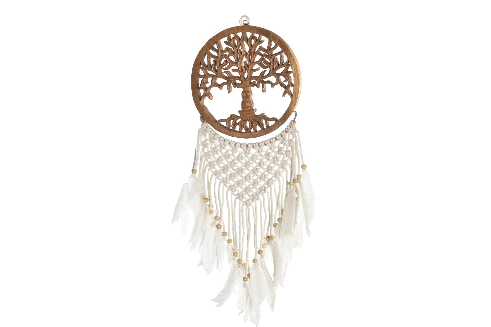 atrapasueños algodon macrame madera arbol decoracion colgante atrapasueños 20x2.3x60cm