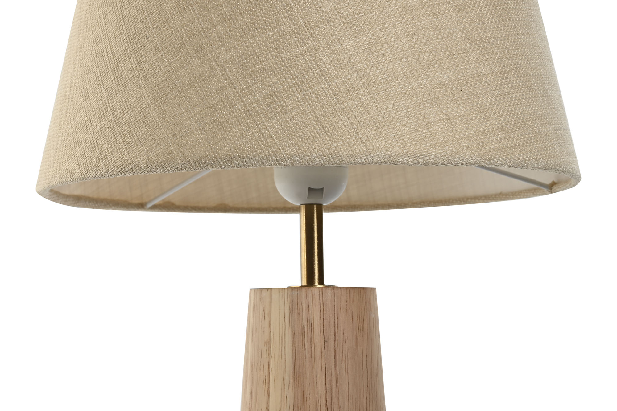lampara sobremesa rubberwood pantalla de lino natural 27x27x49cm - Imagen 2
