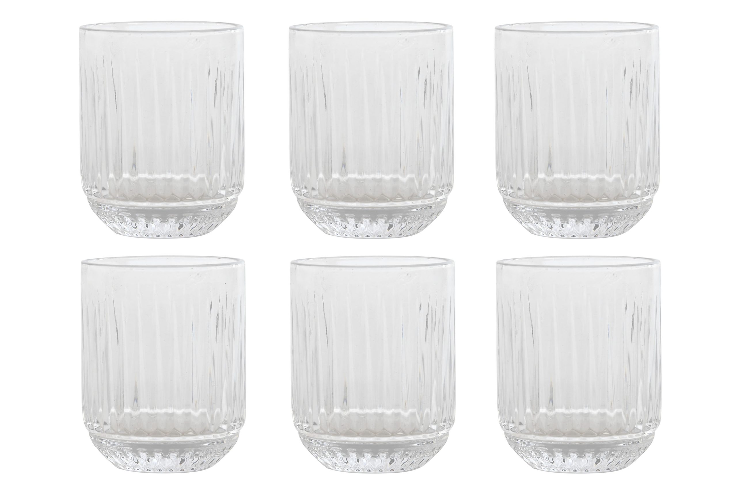 pack de 6 vasos cristal rayado 275ml 7.5x7.5x9.5cm