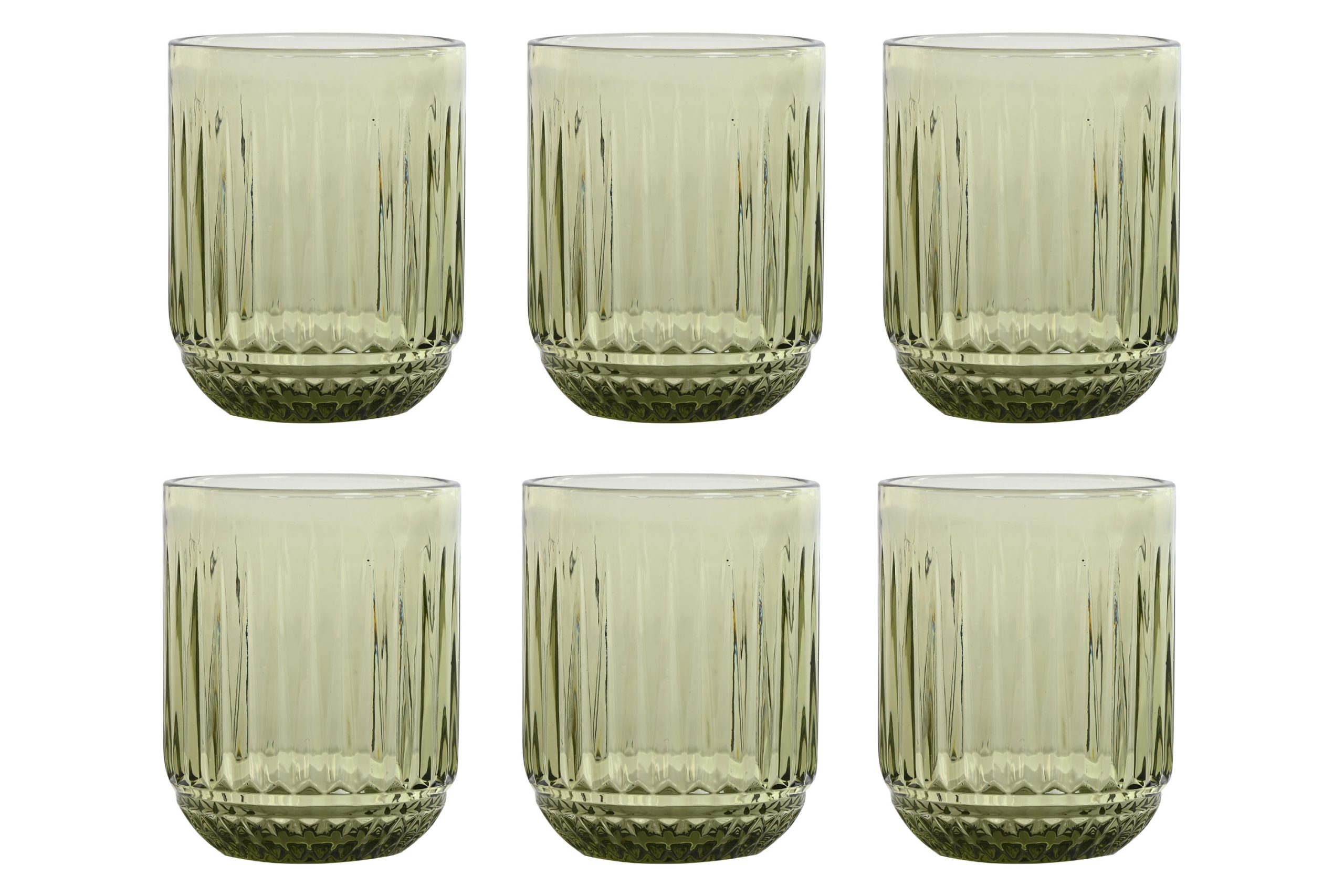 pack de 6 vasos cristal rayado verde 275ml 7.5×7.5×9.5cm