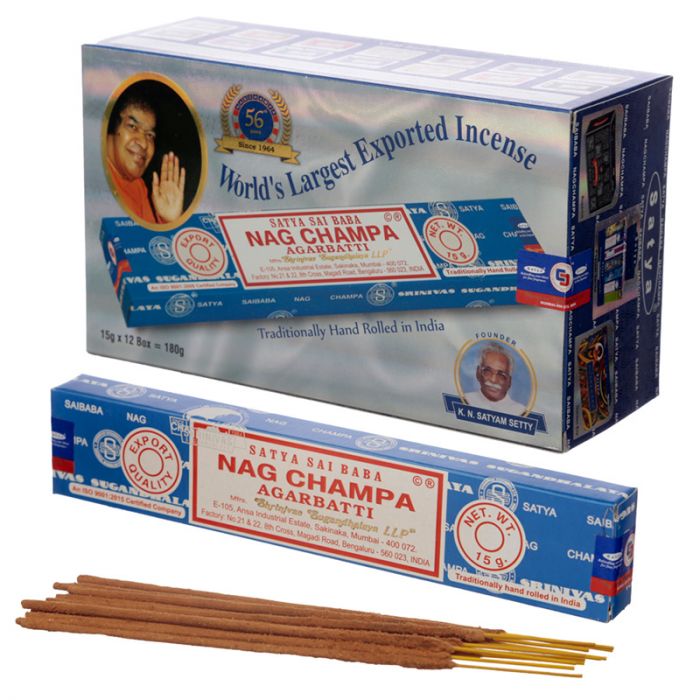 pack de 12 cajita Varillas de Incienso Nag Champa 15gr.