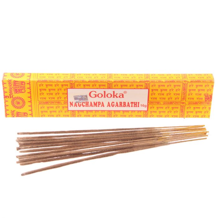 pack de 12 cajita Varillas de Incienso Nag Champa Goloka Agarbathi 15gr