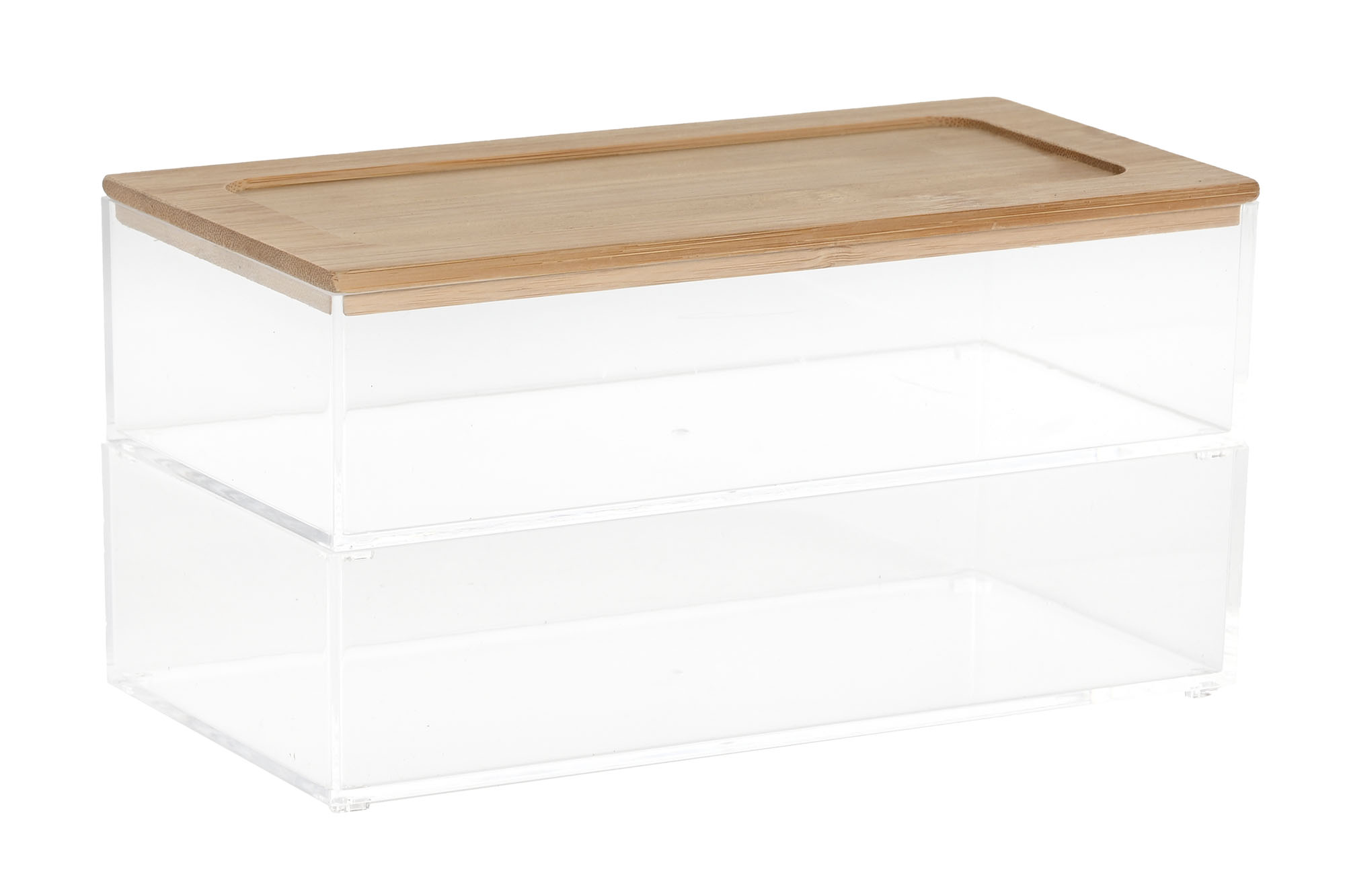 caja ps bambu transparente organizador 19x9.5x10cm