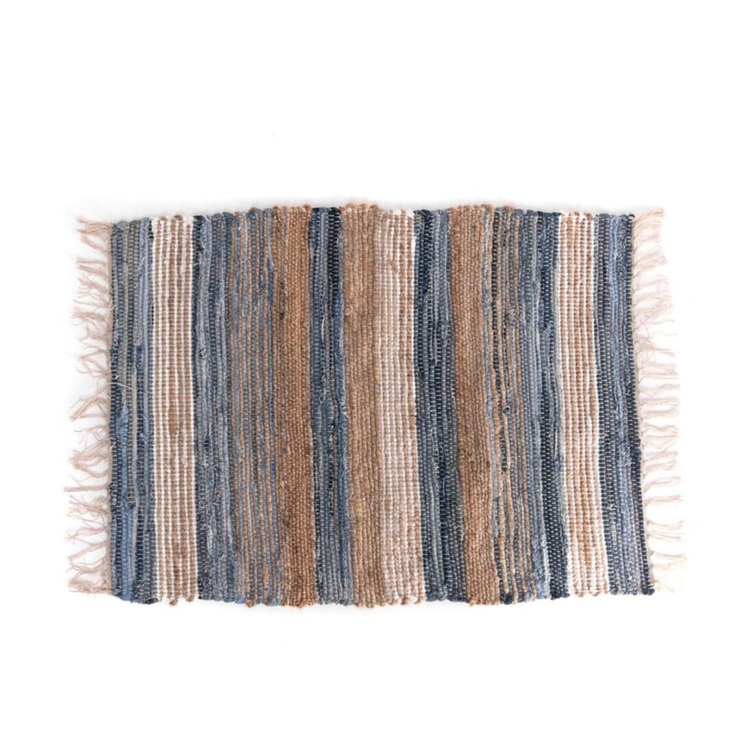 alfombra de yute azul 60x90x2cm