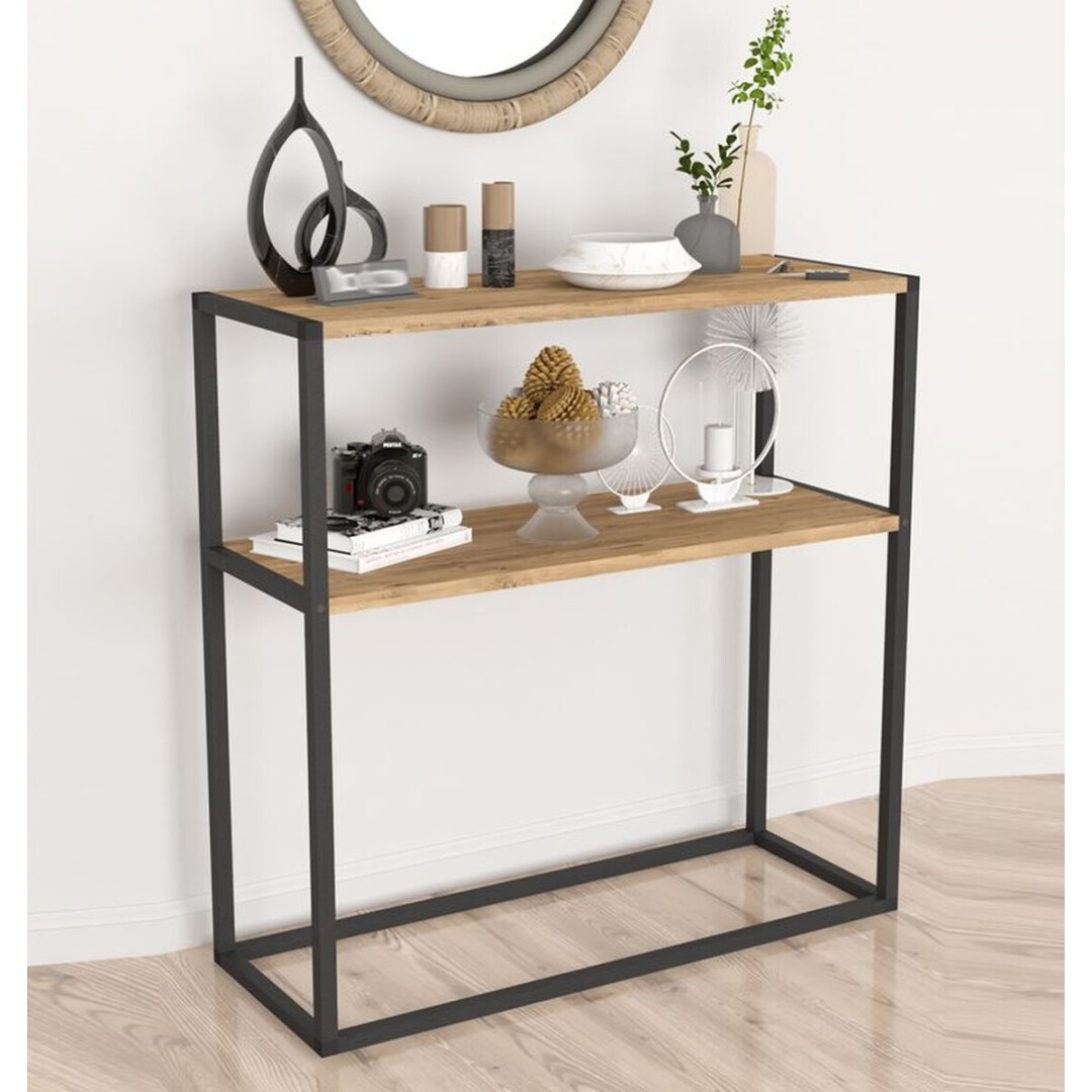 consola en madera doble repisa 90x33.5x90 cm