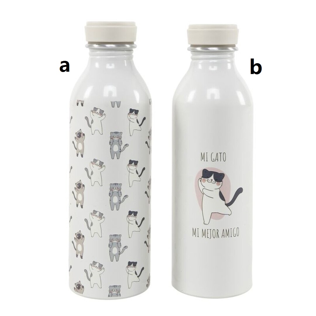 botella de aluminio 540ml gato 6.5x6.5x21cm