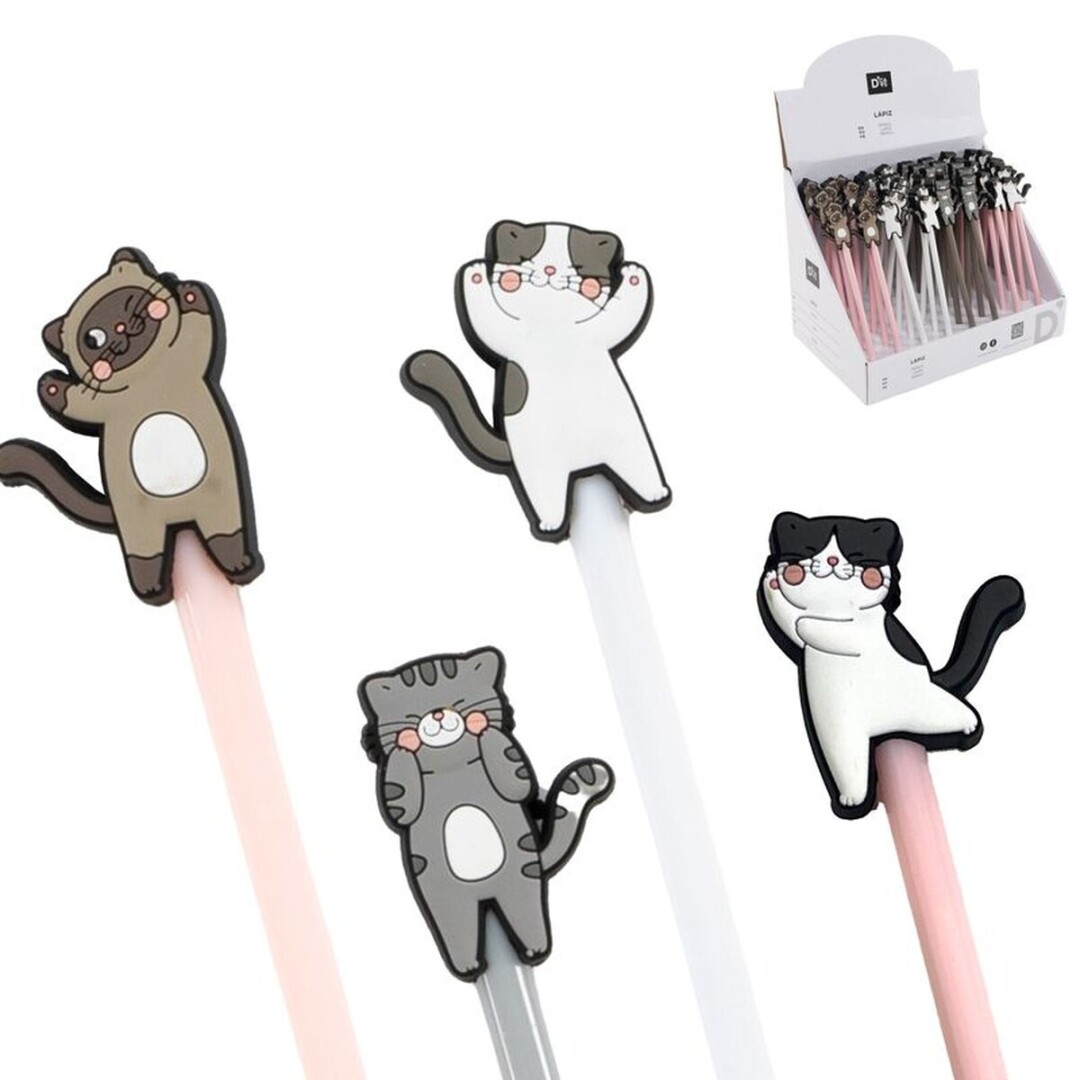 pack de 4 boligrafo de gatos 1.3x2.5x19cm