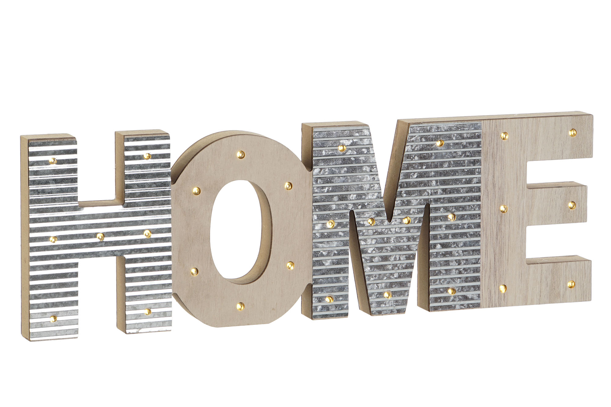 decoracion letra home madera metal con led 44x3x15cm