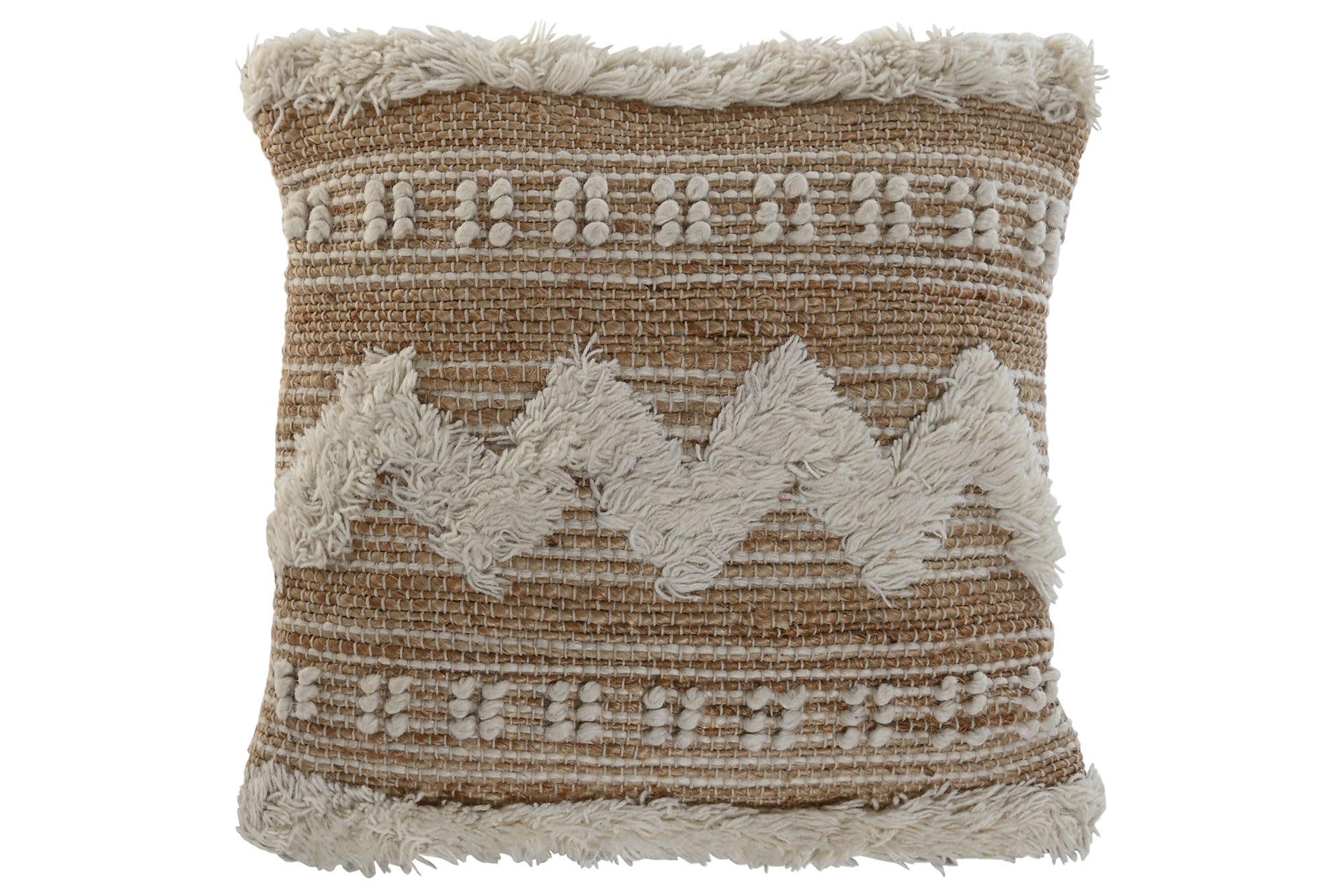 cojin yute lana 45x8x45cm hecho a mano beige