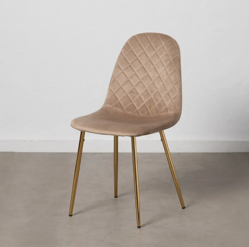 silla terciopelo beige / dorado 45 X 47 X 84,50 CM - Imagen 2