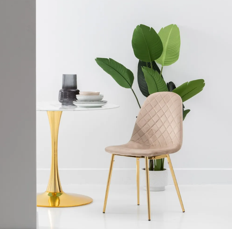 silla terciopelo beige / dorado 45 X 47 X 84,50 CM