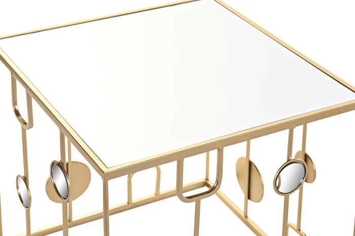 MESITA AUXILIAR SET 2 METAL ESPEJO 50X50X50 MATE - Imagen 2